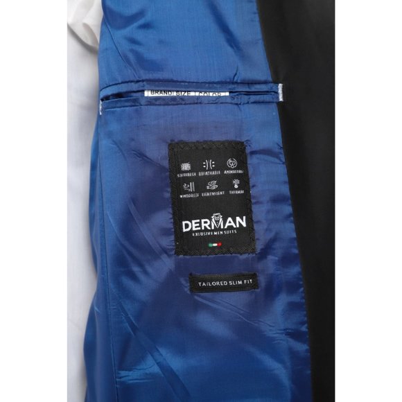 Derman Indigo Blue Pointed Collar Silvery Classic 2 Piece Tuxedo - Picture 5 of 5